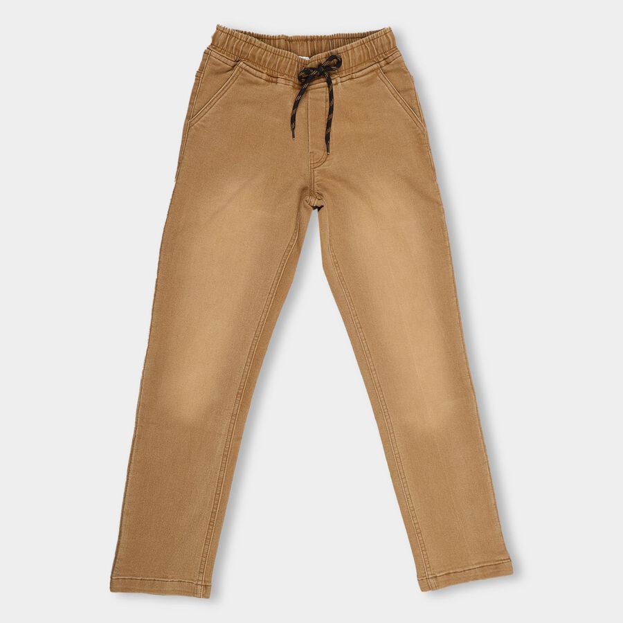 Kids' Stonewashed Blue Slim Fit Basic Jeans, Beige, large image number null