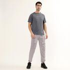 Men's Dark Steel Blue Crew Neck Athleisure Drifit T-Shirt, Mid Blue, small