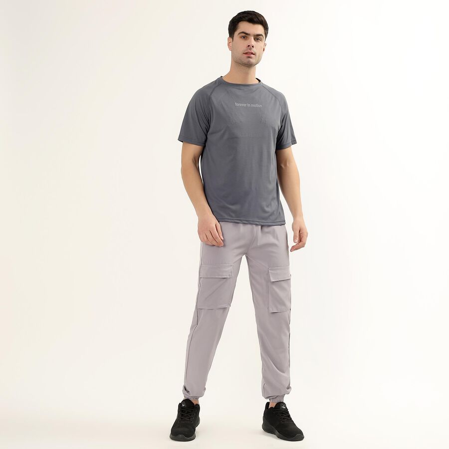 Men's Dark Steel Blue Crew Neck Athleisure Drifit T-Shirt, Mid Blue, large