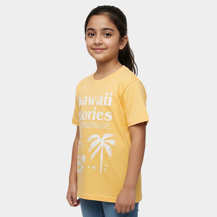 Girls' T-Shirt, पीला, large