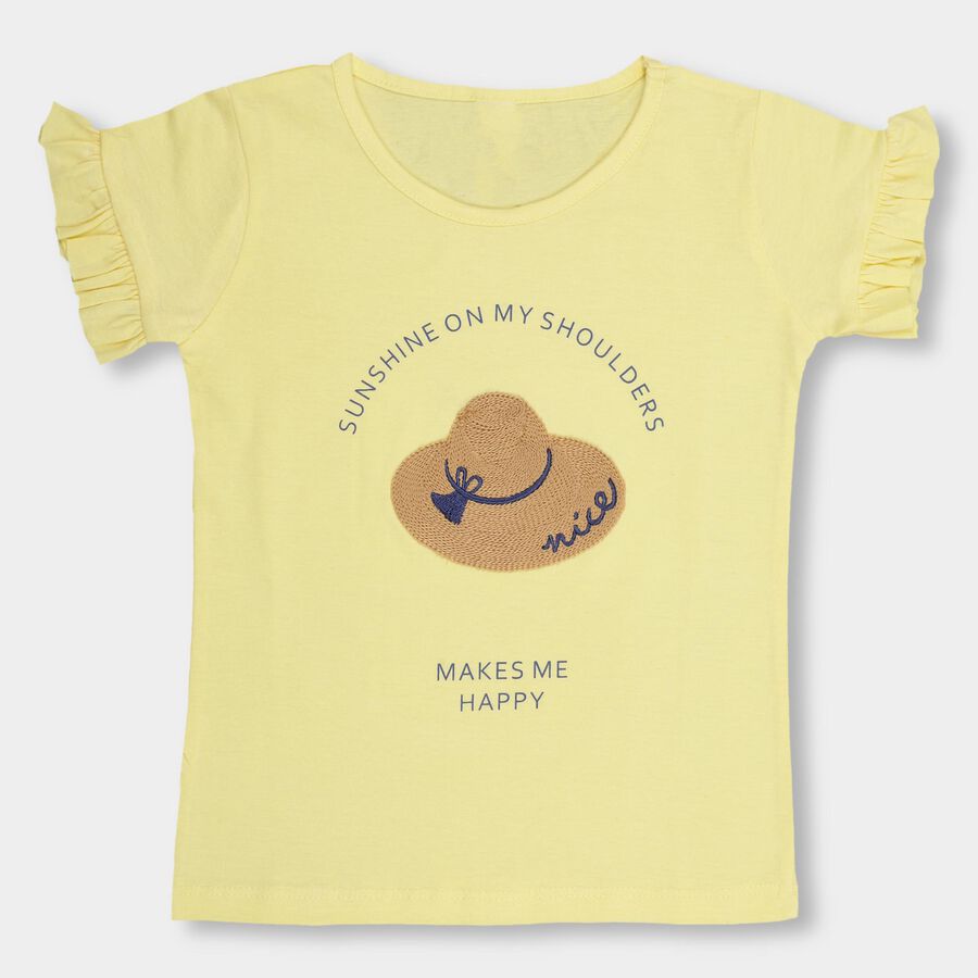 Girls' 100% Cotton T-Shirt , Yellow, large image number null
