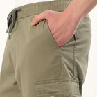Men's Muted Olive Green Slim Fit Cargo Trousers, Light Green, small