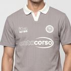 Men Grey Polo Neck Graphic Print T-Shirt, Light Grey, small