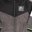 Boys Black and Grey Hooded Casual Jacket, काला, small image number null
