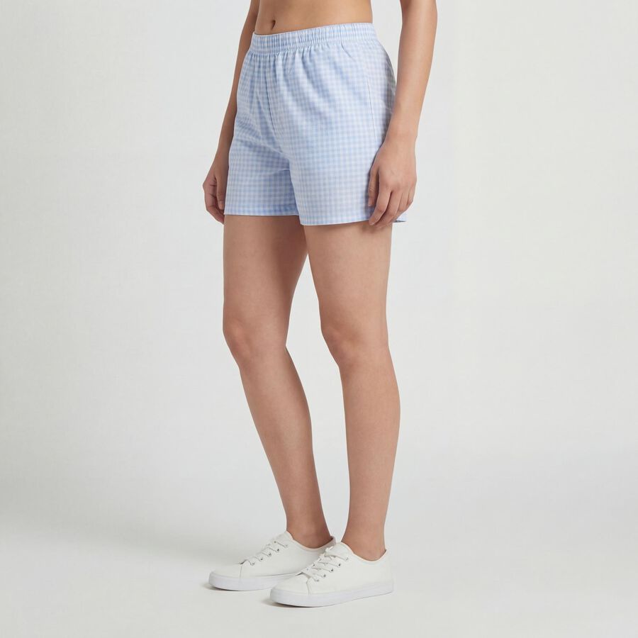 Women's Blue Cotton Regular Fit Shorts, Light Blue, large