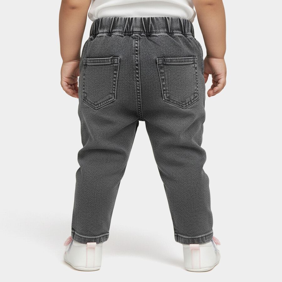 Infants' Light Grey Regular Fit Floral Embroidered Jeans, Light Grey, large