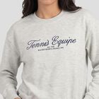 Women Grey Crew Neck Pullover Sweatshirt, Melange Light Grey, small