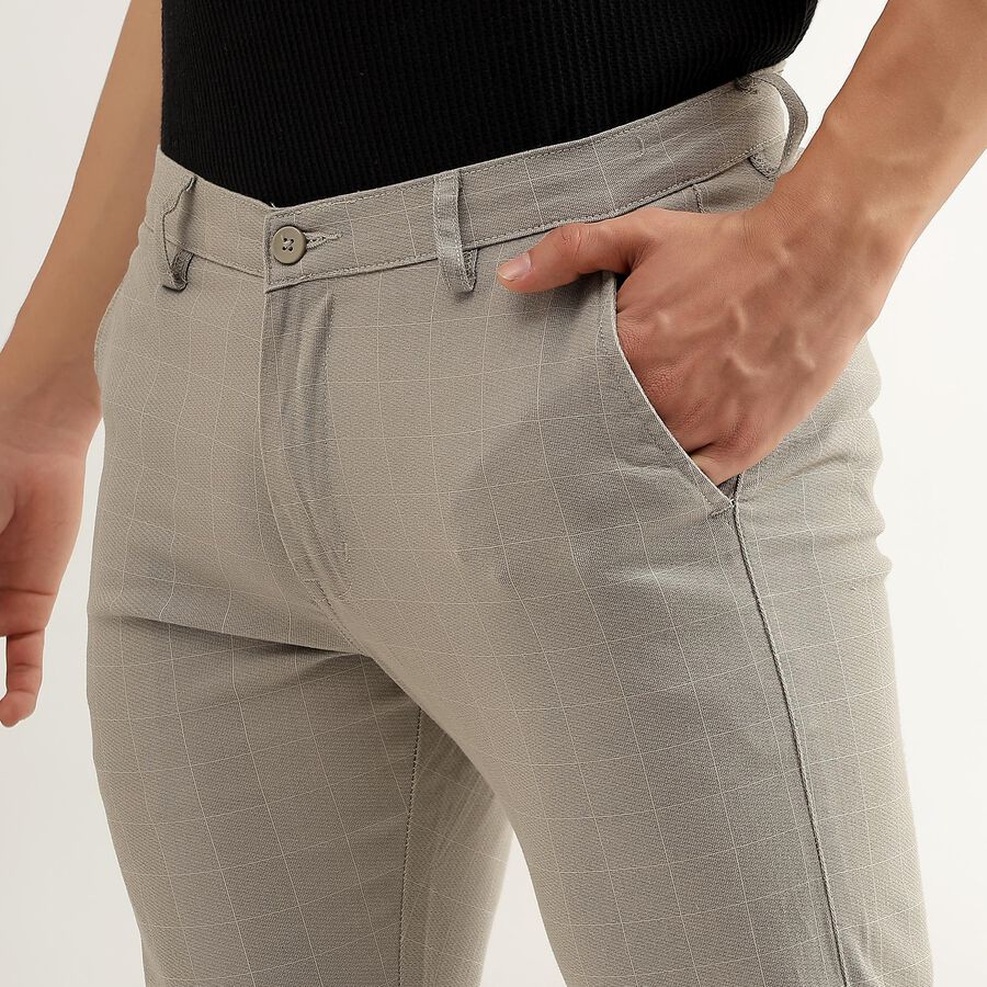 Men's Cross Pocket Slim Fit Casual Trousers , Light Grey, large image number null