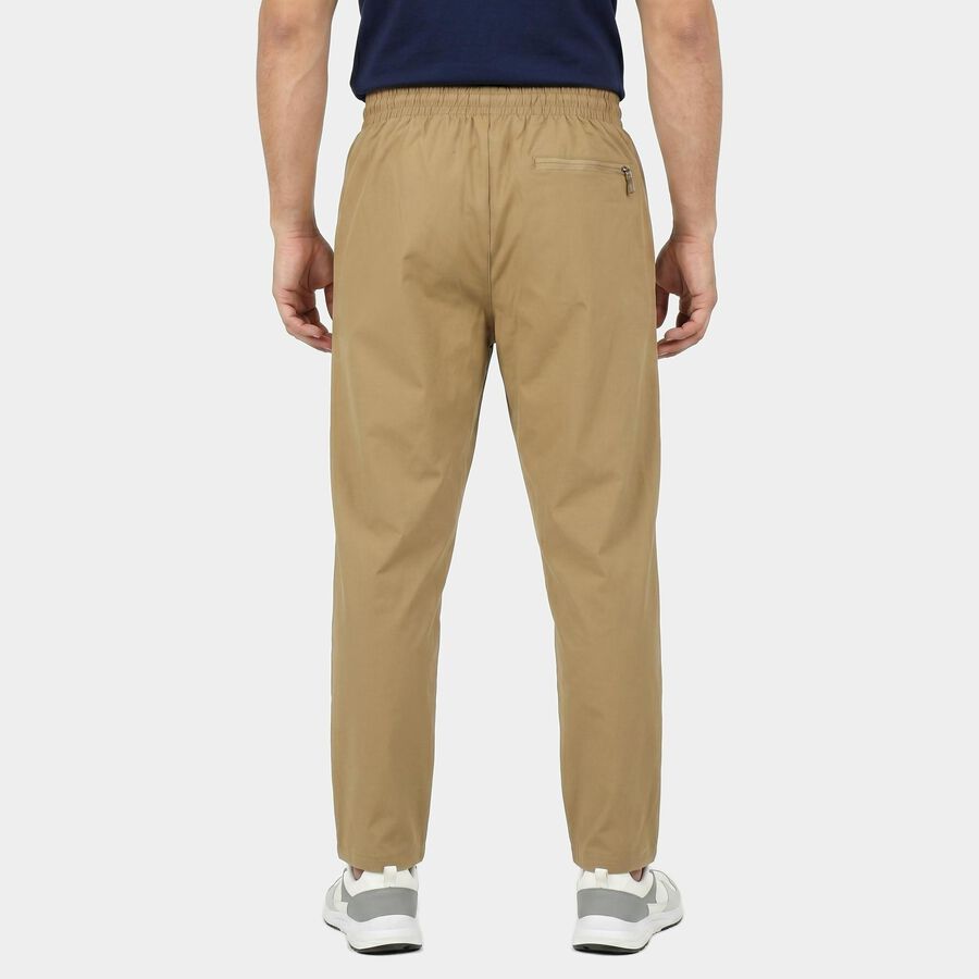 Men's Beige Straight Fit Solid Track Pants, Beige, large