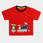 Infants' Red Cotton Round Neck Casual T-Shirt, Red, small