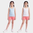 Girls' Light Blue Cotton Square Neck Sleeveless Vest, आइस ब्लू, small