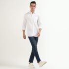 Men's Snow White Cotton Classic Collar Casual Shirt, सफ़ेद, small image number null