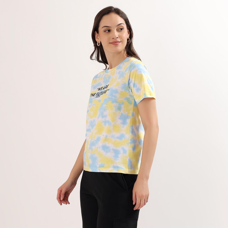 Ladies' 100% Cotton Round Neck T-Shirt, Off White, large image number null
