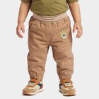 Infants Beige Regular Fit Jogger Trousers, गहरा पीला, small