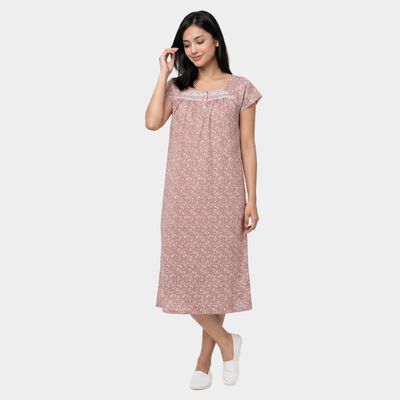 Women's Pink Square Neck A-Line Nighty