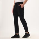 Men's Black Regular Fit Cargo Track Pants, Black, small