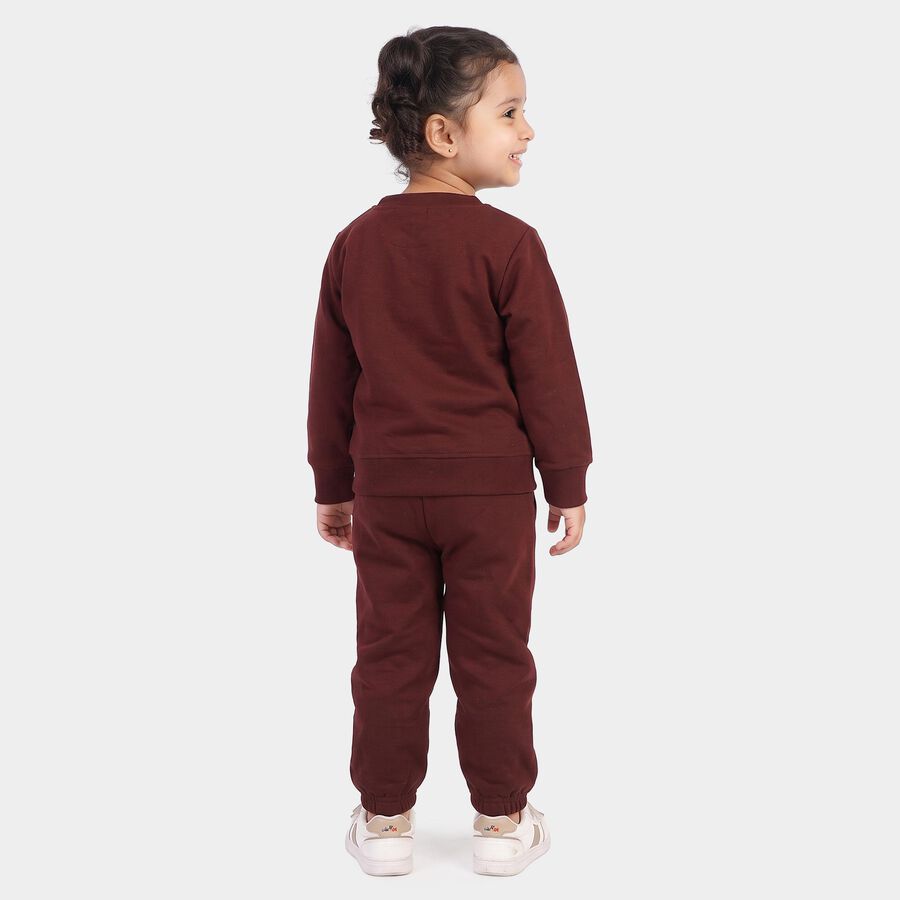Girls Wine Round Neck Lounge Hipster Set, वाइन, large