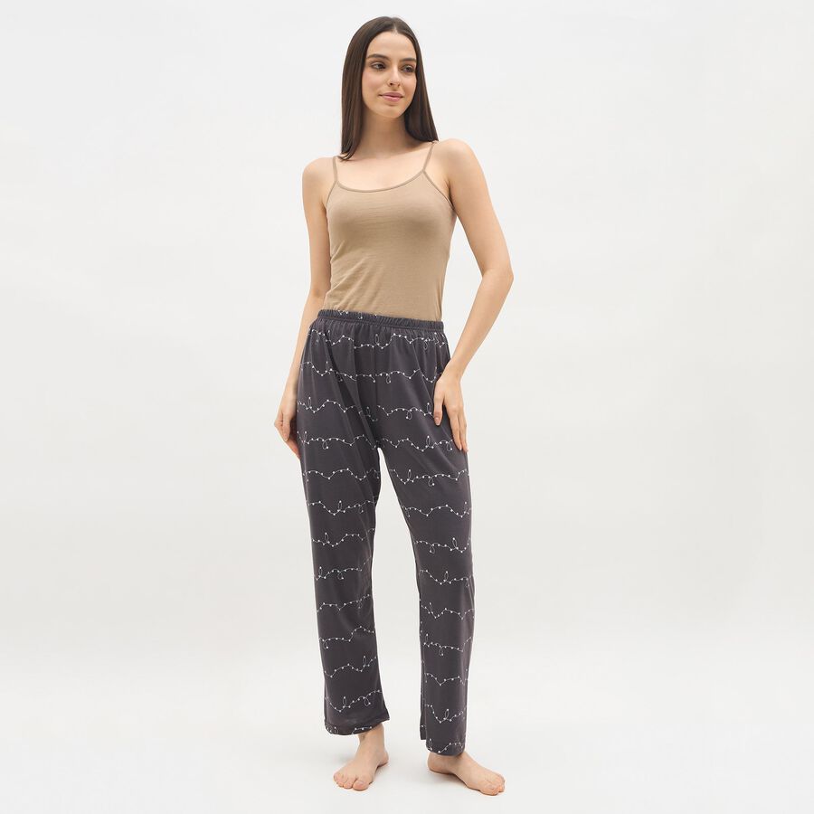 Women's Charcoal Grey Relaxed Fit Printed Pyjama, गहरा ग्रे, large image number null