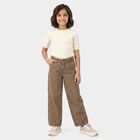 Girls Brown Straight Fit Washed Jeans, Brown, small