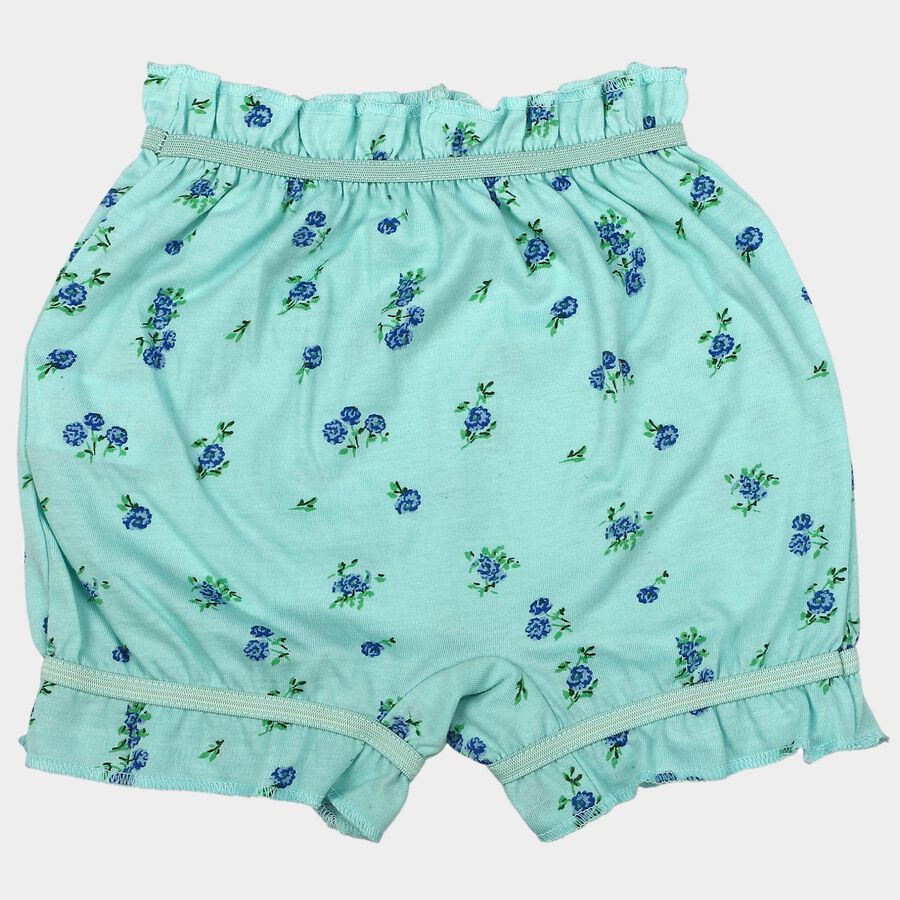 Girls' Mint Aqua Regular Fit Floral Bloomer, एक्वा, large
