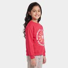 Girls Fuchsia Crew Neck Pullover Sweatshirt, रानी (फ्यूशिया), small
