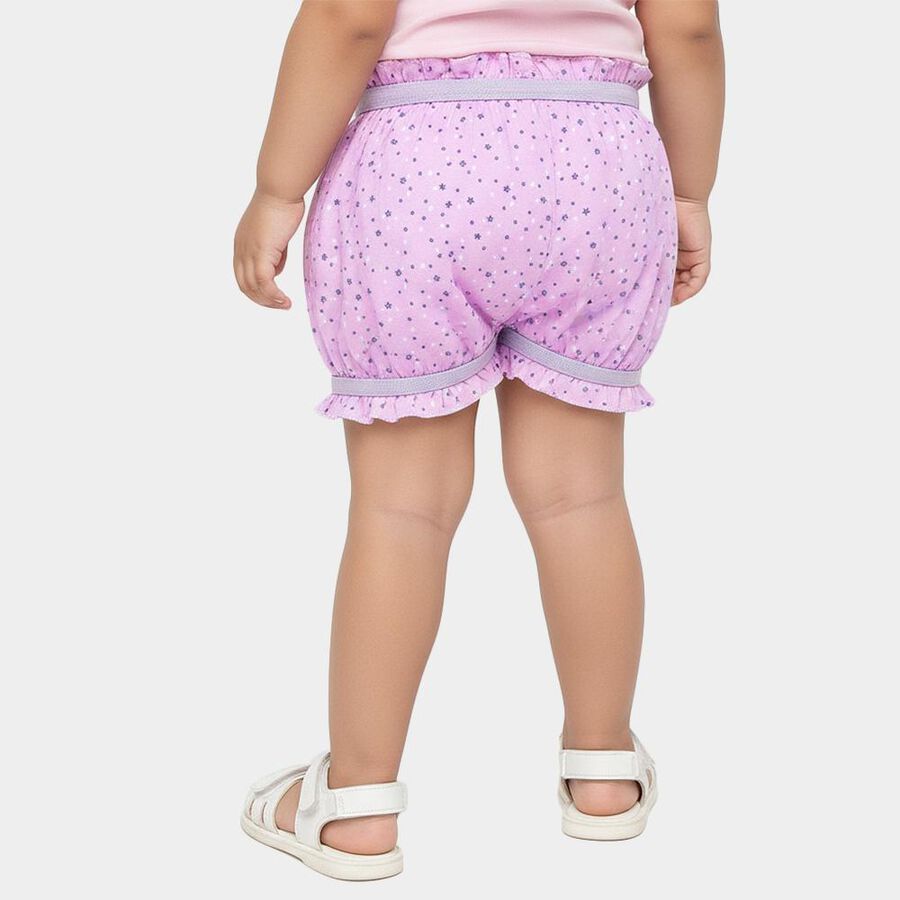 Girls' Light Lavender Printed Ruffled Bloomers, लाइलेक, large image number null