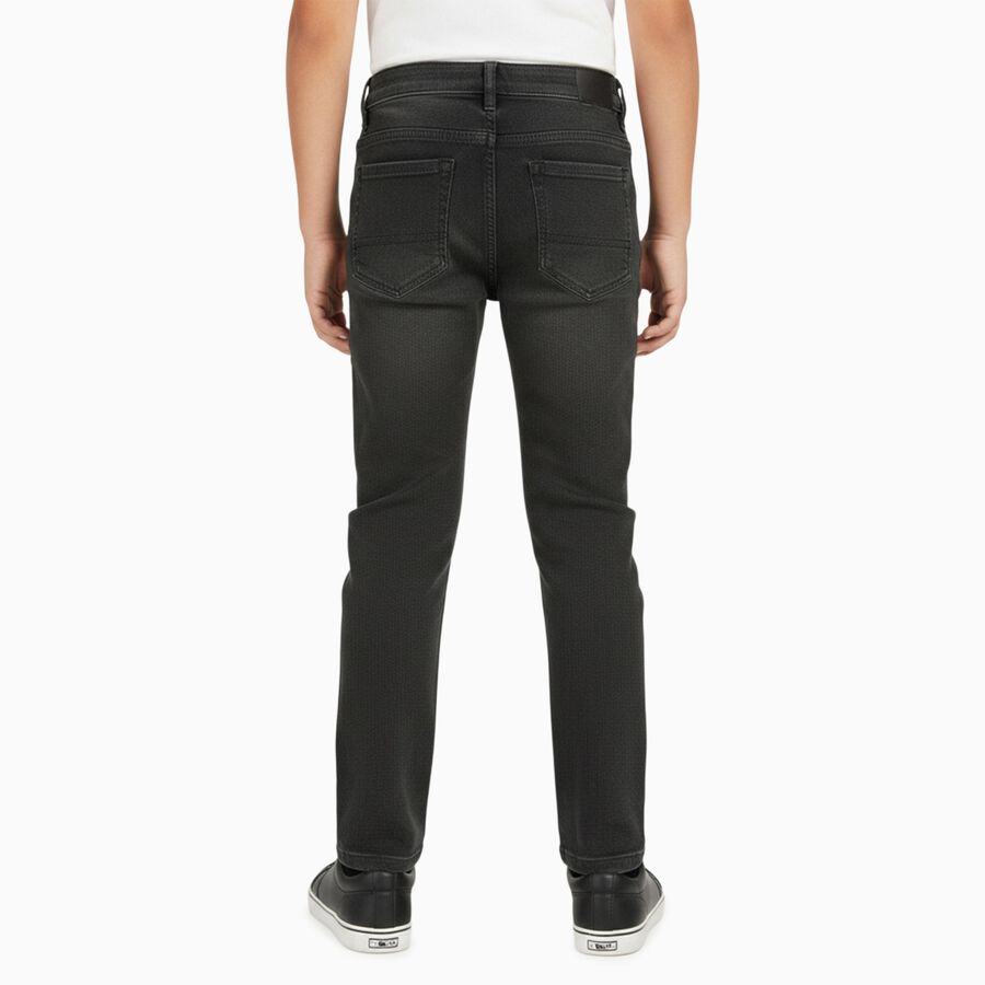 Boys' Faded Black Slim Fit Jeans, ओलिव, large image number null