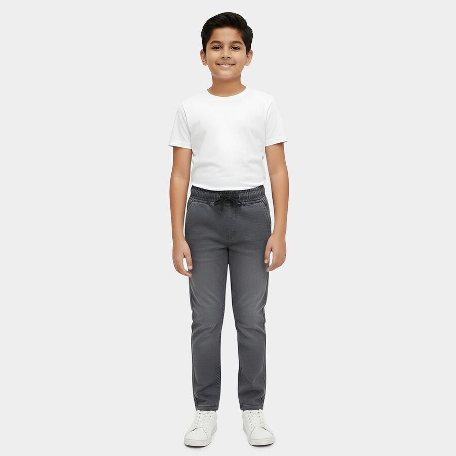 Boys' Light Grey Regular Fit Stretchable Jeans, हल्का ग्रे, large