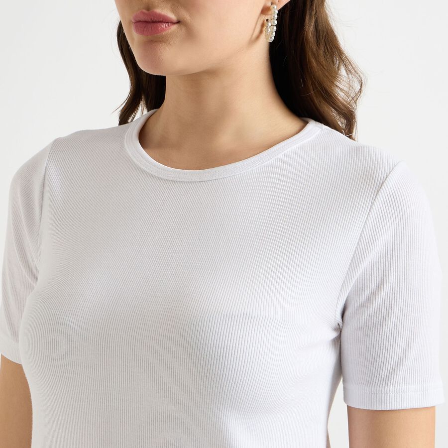 Ladies' Round Neck T-Shirt, White, large image number null