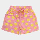 Girls' Bright Pink Pineapple Print Cotton Shorts, हल्का गुलाबी, small