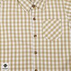 Boys Beige Cotton Checked Regular Fit Shirt, गहरा पीला, small