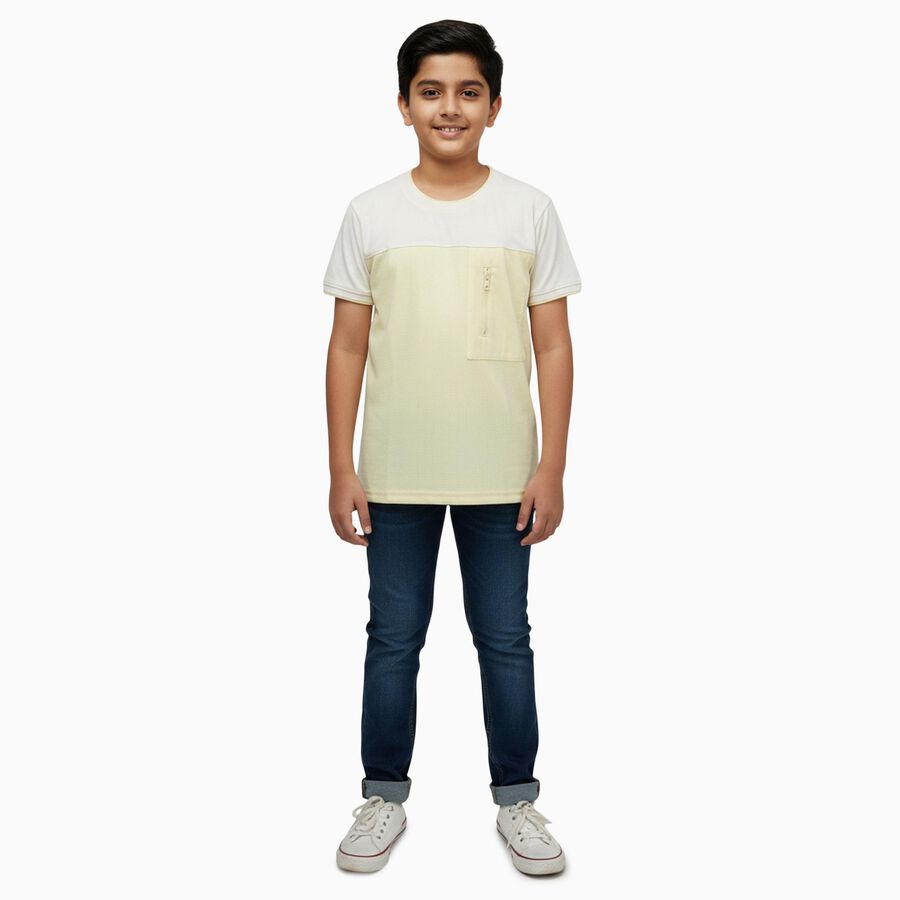 Boys' Half Sleeves T-Shirt, पीला, large image number null