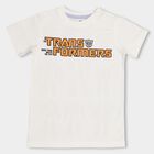 Boys' 100% Cotton Half Sleeves T-Shirt, Off White, small