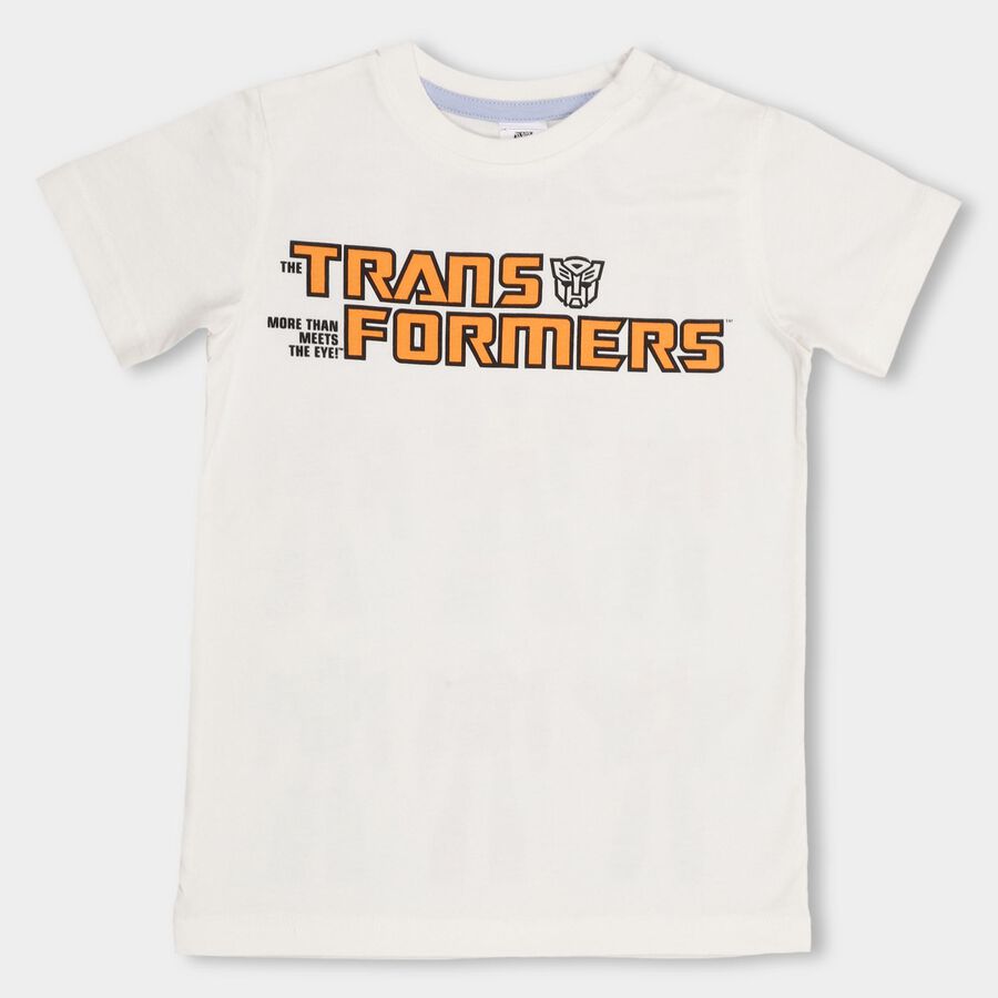 Boys' 100% Cotton Half Sleeves T-Shirt, Off White, large