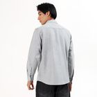 Men's Light Grey Cotton Full Sleeve Classic Collar Casual Shirt, Light Grey, small