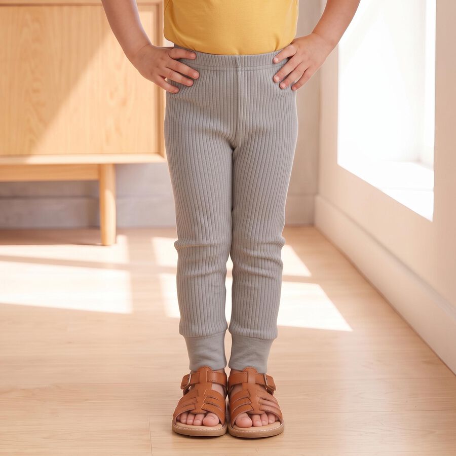 Girls Grey Long Johns Thermal, मिश्रित मध्यम ग्रे, large