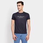 Men's Round Neck Half Sleeves T-Shirt, नेवी ब्लू, small