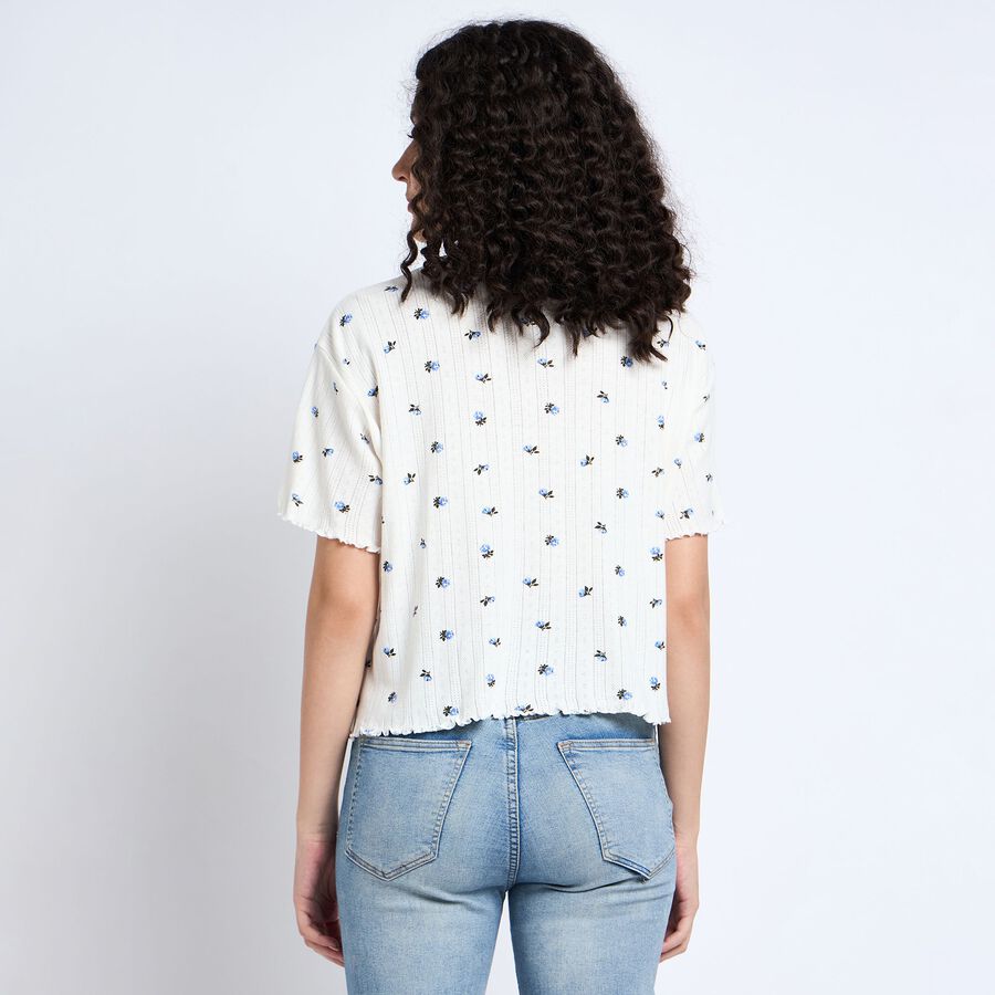 Ladies' 100% Cotton Crop  Top, ऑफ व्हाइट, large image number null