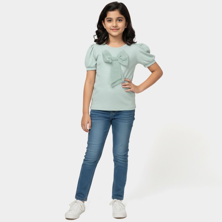 Girls' T-Shirt, हल्का हरा, large