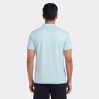 Men's Teal Round Neck Athleisure T-Shirt, एक्वा, small