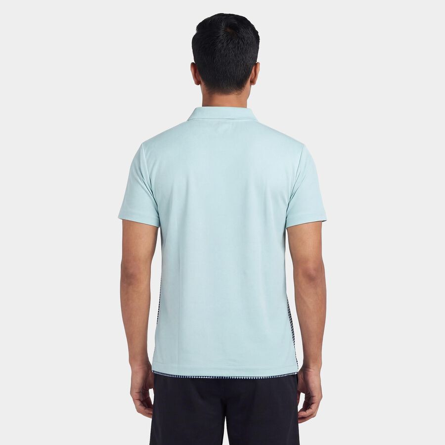 Men's Teal Round Neck Athleisure T-Shirt, एक्वा, large