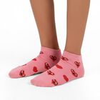 Girls' Bright Pink Regular Fit Heart Motif Ankle-Length Socks, Pink, small image number null
