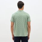 Men's Light Sage Green Cotton Polo Neck Printed T-Shirt, Light Green, small image number null