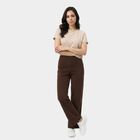 Women's Brown Straight Fit Solid Track Pants, भूरा, small