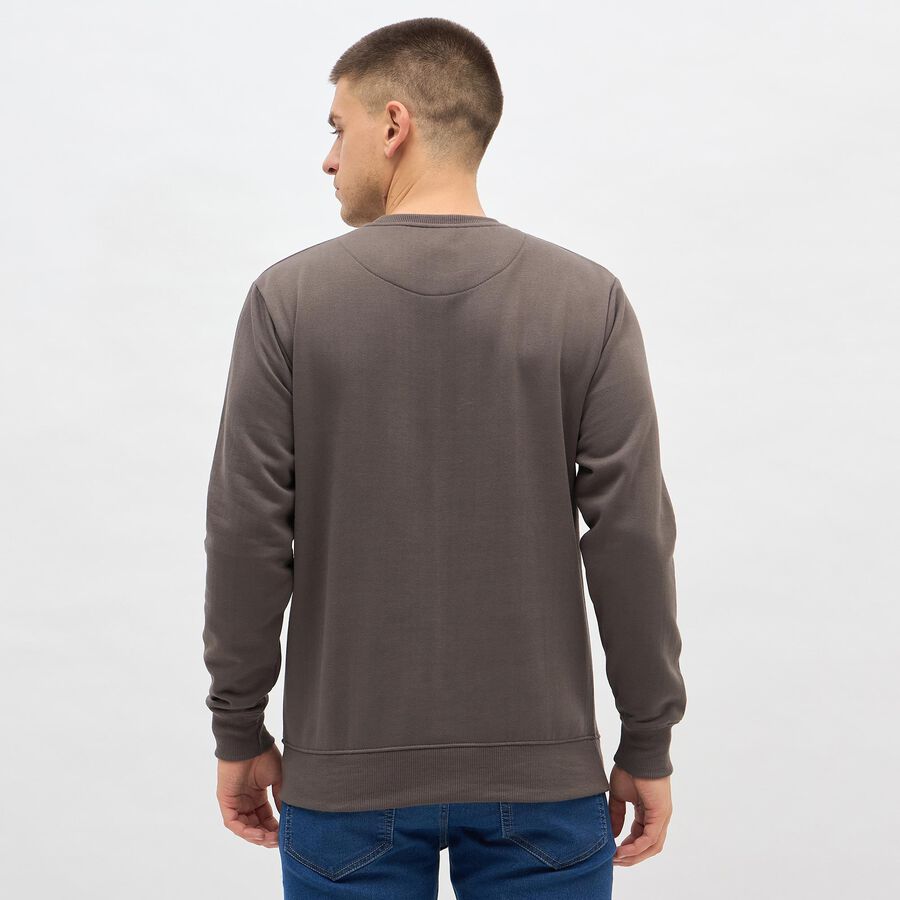 Men's Light Grey Crew Neck Casual Sweatshirt, हल्का ग्रे, large image number null