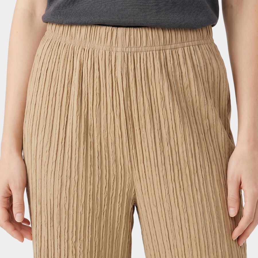 Ladies Beige Relaxed Fit Crinkle Textured Harem Pants, Beige, large