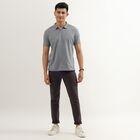Men's Muted Slate Grey Polo Neck Tee Shirt, Dark Grey, small image number null