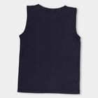 Boys' Deep Midnight Navy Blue Round Neck Sleeveless T-Shirt, Navy Blue, small image number null