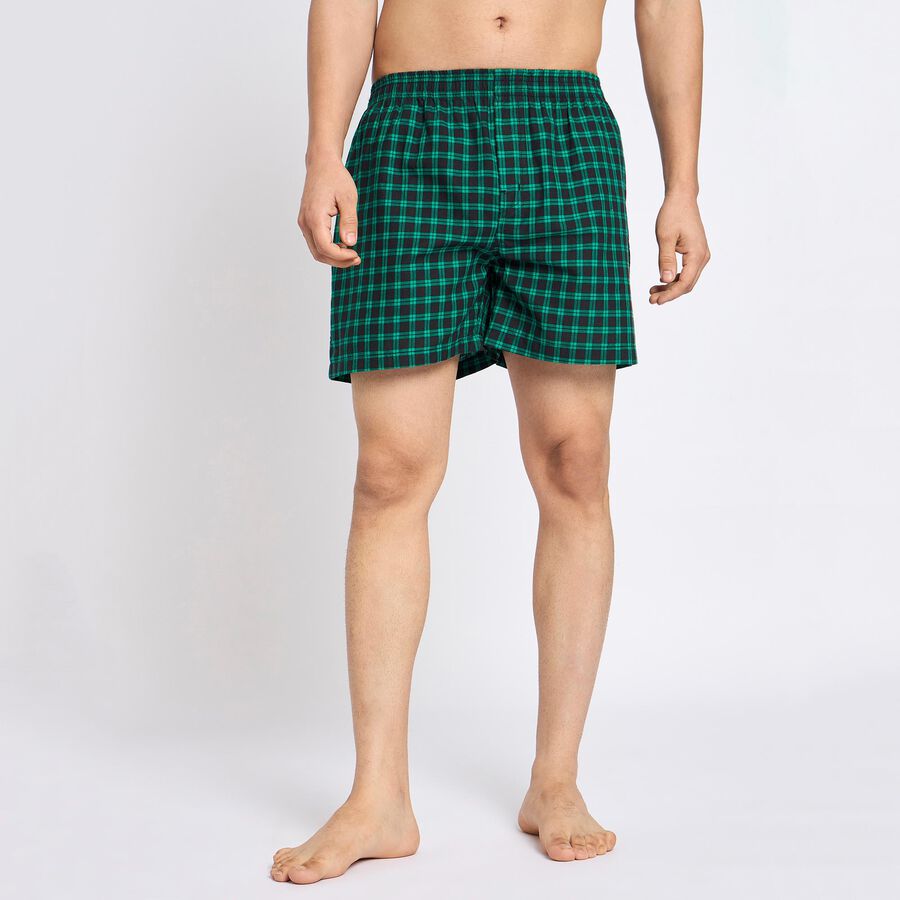 Men's 100% Cotton Boxers, Dark Green, large image number null