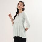 Women's Green Notch Neck Floral Printed Kurti, Light Green, small